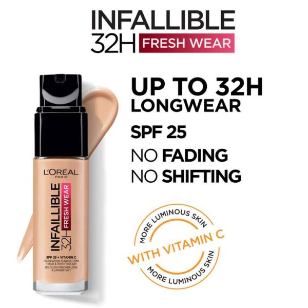 ⁦L'oreal 32H Fresh Wear Foundation, 20 Ivory⁩ - الصورة ⁦6⁩