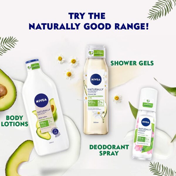 Nivea Naturally Good Body Wash, Plum Blossom & Oil Shower Gel, No Parabens, Vegan Formula, 98% Natural Origin Ingredients For Gentle Cleansing, – Image 6