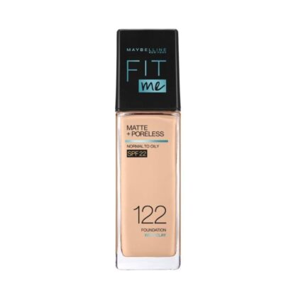 MAYBELLINE Fit Me Matte Poreless Liquid Foundation Makeup Creamy Beige 122