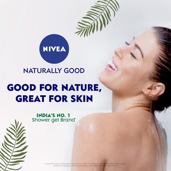 Nivea Naturally Good Body Wash, Plum Blossom & Oil Shower Gel, No Parabens, Vegan Formula, 98% Natural Origin Ingredients For Gentle Cleansing, – Image 3