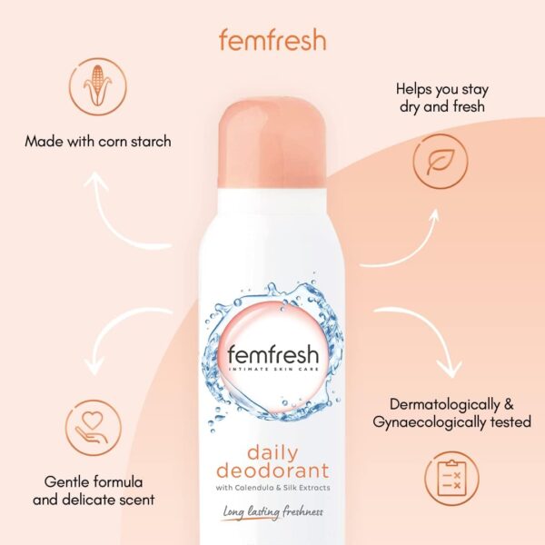 Femfresh Déodorant Intime Quotidien – Protection contre les odeurs, Fraîcheur Durable, Parfum Hypoallergénique – Image 2