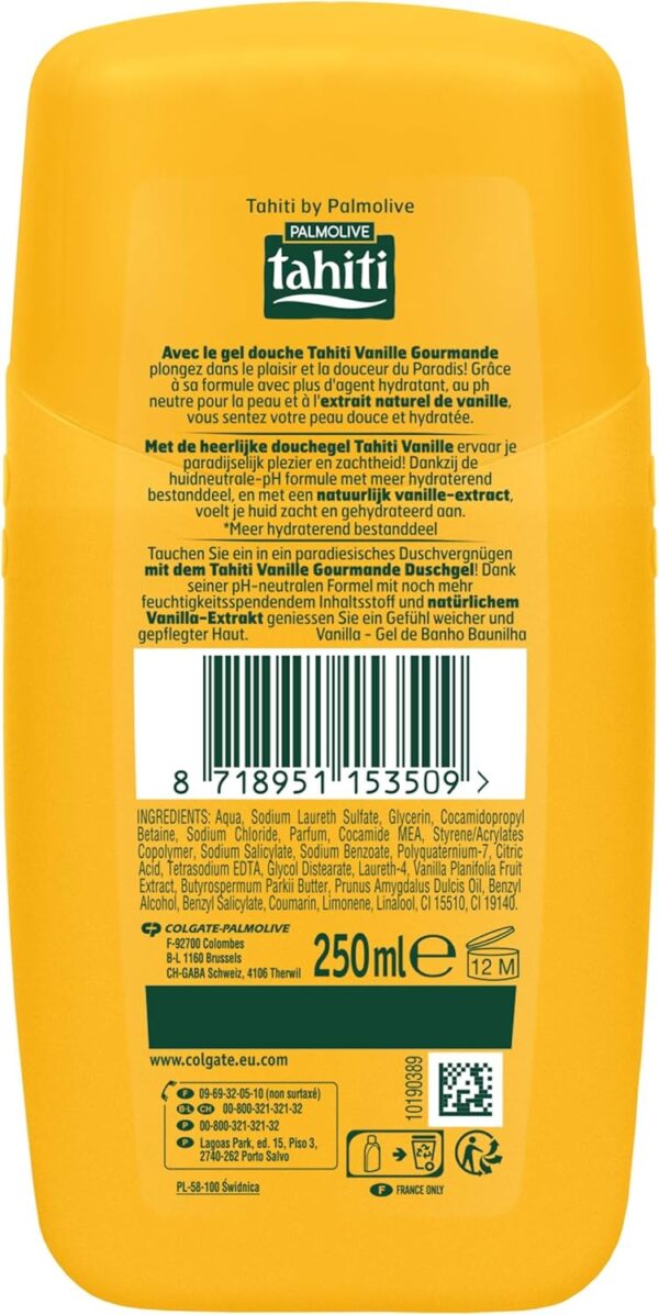 TAHITI - Gel douche Tahiti Vanille Gourmande - pH Neutre - Enrichi d'agent hydratant - Flacon de 250 ml – Image 3