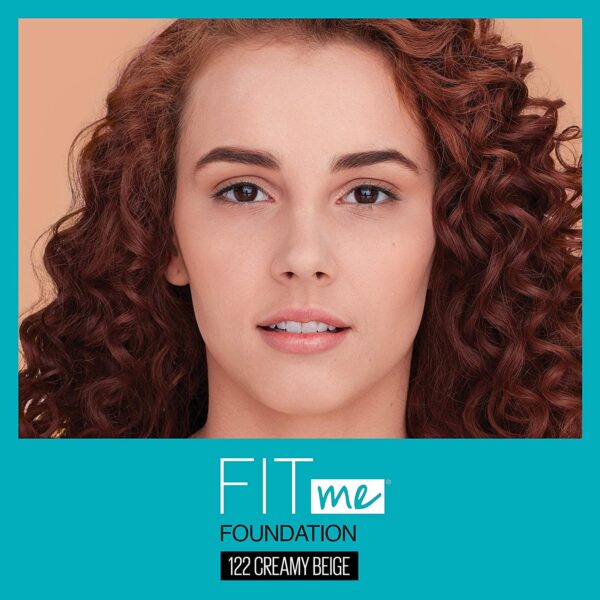 ⁦MAYBELLINE Fit Me Matte Poreless Liquid Foundation Makeup Creamy Beige 122⁩ - الصورة ⁦2⁩