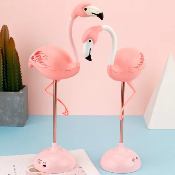 Veilleuse LED tactile flamant rose pour enfants, lampe de table de lecture, chargement USB, salon, chambre à coucher, éclairage décoratif – Image 4